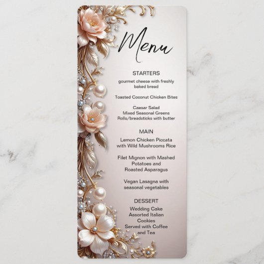 Zachte Roze en Witte Bloemen Menu (Voorkant)