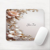 Zachte Roze en Witte Bloemen Muismat (Met muis)