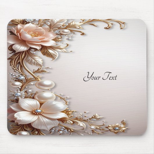 Zachte Roze en Witte Bloemen Muismat (Voorkant)