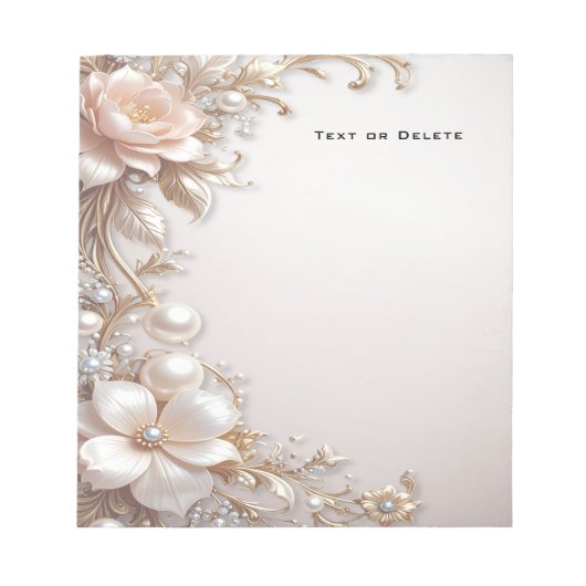 Zachte Roze en Witte Bloemen Notitieblok (Voorkant)