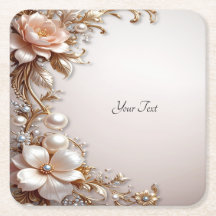 Zachte Roze en Witte Bloemen Papier Onderzetter
