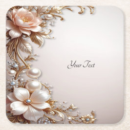Zachte Roze en Witte Bloemen Papier Onderzetter