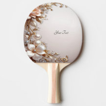 Zachte Roze en Witte Bloemen Ping Pong Paddle