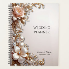 Zachte Roze en Witte Bloemen Planner
