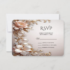 Zachte Roze en Witte Bloemen RSVP Kaart