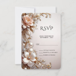 Zachte Roze en Witte Bloemen RSVP Kaart