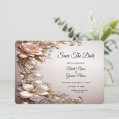 Zachte Roze en Witte Bloemen Save The Date (Staand voorkant)