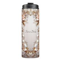 Zachte Roze en Witte Bloemen Thermische Tumbler