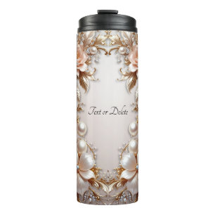 Zachte Roze en Witte Bloemen Thermische Tumbler Thermosbeker
