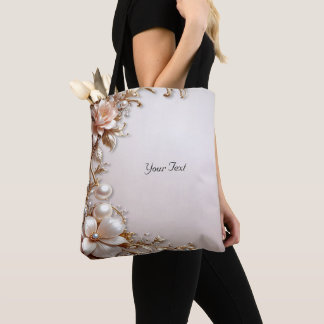 Zachte Roze en Witte Bloemen Tote Tas