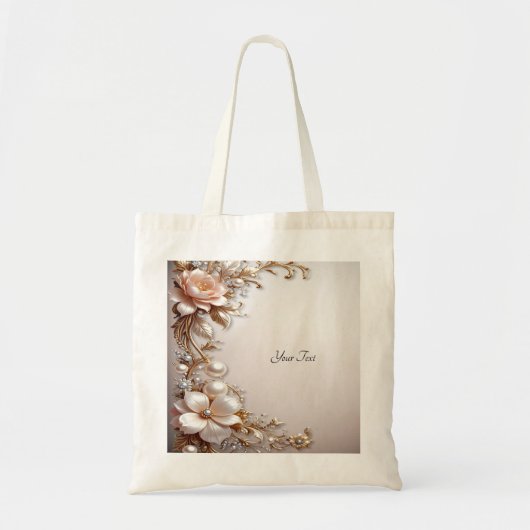 Zachte Roze en Witte Bloemen Tote Tas (Voorkant)
