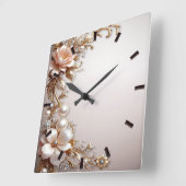 Zachte roze en witte bloemen wandklok (Hoek)
