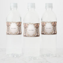Zachte Roze en Witte Bloemen Waterfles Label