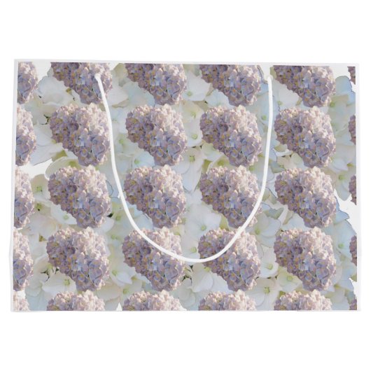 Zachte roze en witte hydrangeas Grote Gift Bag Groot Cadeauzakje (Achterkant)