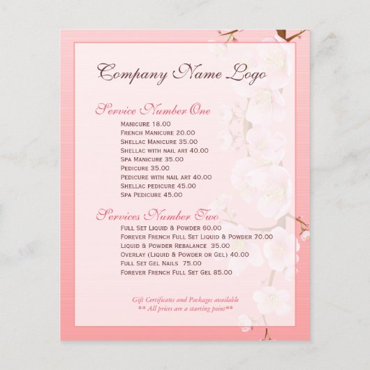 Zachte roze en witte lentbloemen Natuurlijke spa Flyer (Achterkant)