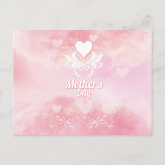 Zachte roze en witte Moederdag Briefkaart (Voorkant)