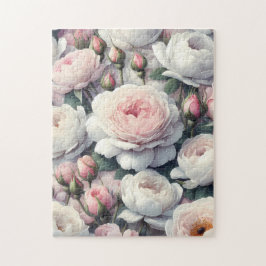 Zachte Roze en Witte Pioenrozen 252-delige Puzzel
