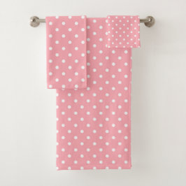 Zachte roze en witte pooldots bad handdoek
