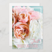 Zachte roze en witte rozen alleen maar omdat de ka bedankkaart (Voorkant / Achterkant)