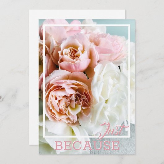 Zachte roze en witte rozen alleen maar omdat de ka bedankkaart (Voorkant / Achterkant)