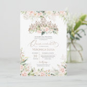 Zachte roze en witte rozen Elegant Luxury Quincean Kaart (Staand voorkant)