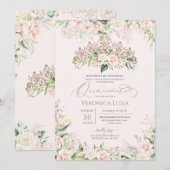 Zachte roze en witte rozen Elegant Luxury Quincean Kaart (Voorkant / Achterkant)