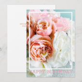 Zachte roze en witte rozen, verjaardagskaart bedankkaart (Voorkant / Achterkant)