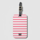 Zachte roze en witte strepen bagagelabel (Voorkant (verticaal))