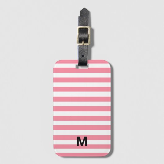 Zachte roze en witte strepen bagagelabel (Voorkant (verticaal))