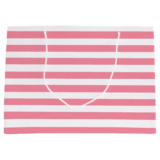 Zachte roze en witte strepen groot cadeauzakje (Voorkant)