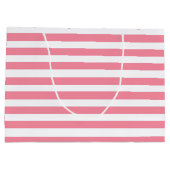 Zachte roze en witte strepen groot cadeauzakje (Achterkant)