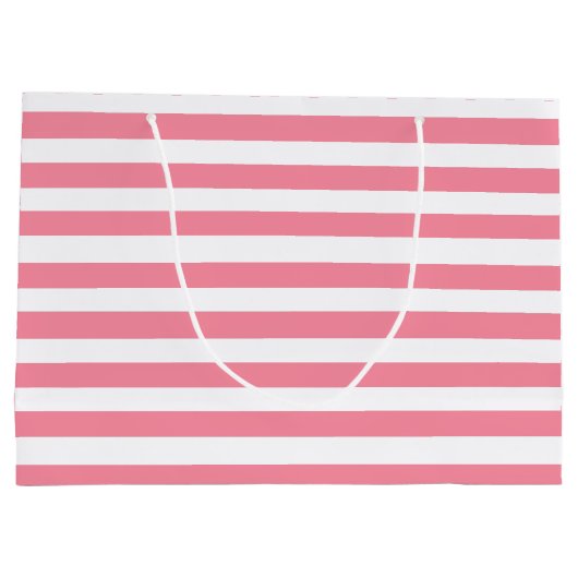 Zachte roze en witte strepen groot cadeauzakje (Achterkant)