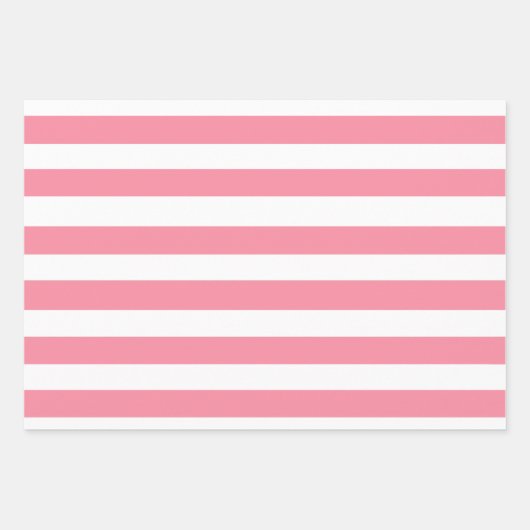 Zachte roze en witte strepen inpakpapier vel (Voorkant 3)