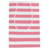 Zachte roze en witte strepen medium cadeauzakje (Voorkant)