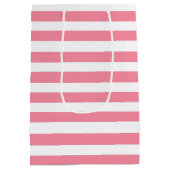 Zachte roze en witte strepen medium cadeauzakje (Achterkant)