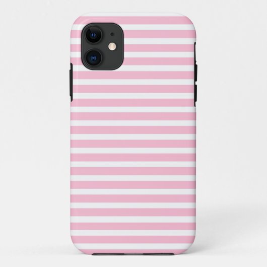Zachte Roze en Witte Stripes iPhone Case (Achterkant)