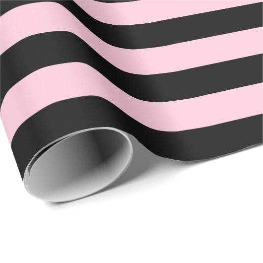 Zachte roze en zwarte strepen cadeaupapier (Rol Hoek)
