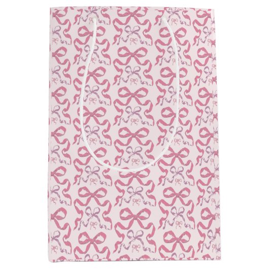 Zachte Roze Esthetische Strik Medium Cadeauzakje (Voorkant)