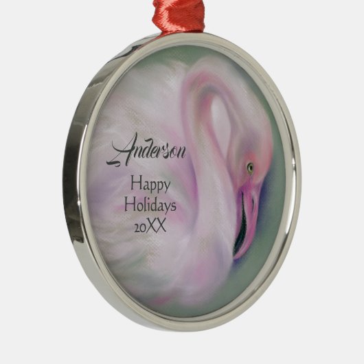 Zachte roze flaminginkastel, speciaal aangepast metalen ornament (Rechts)