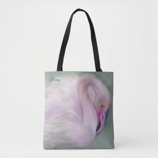 Zachte roze flaminginkastel, speciaal aangepast tote bag (Voorkant)