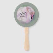 Zachte roze flamingo pasta gepersonaliseerd op zat handwaaier (Achterkant)