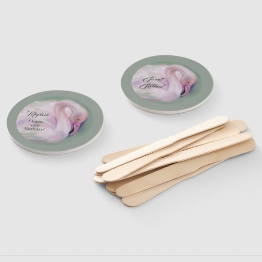 Zachte roze flamingo pasta gepersonaliseerd op zat handwaaier (Niet-gemonteerd)