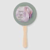 Zachte roze flamingo pasta gepersonaliseerd op zat handwaaier (Voorkant)