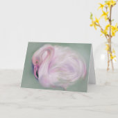 Zachte Roze Flamingo Persoonlijke verjaardag Kaart (Gele Bloem)