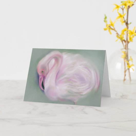 Zachte Roze Flamingo Persoonlijke verjaardag Kaart (Gele Bloem)