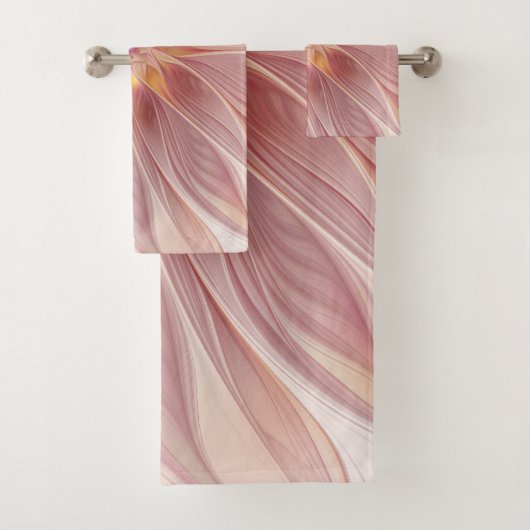 Zachte roze Floral Dream Abstracte fractale kunstb Bad Handdoek (Insitu)