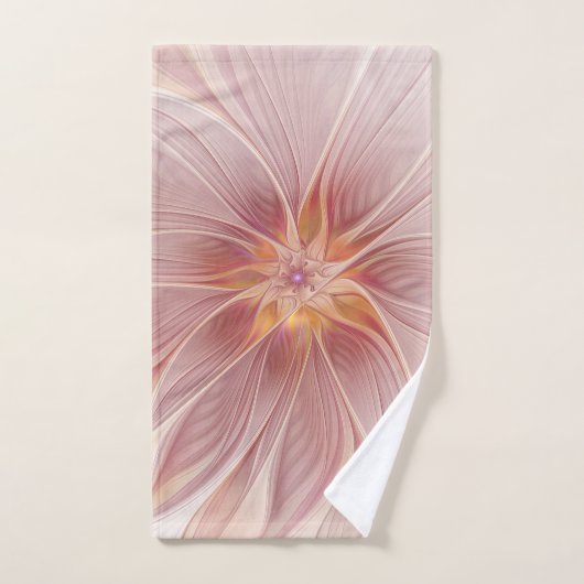 Zachte roze Floral Dream Abstracte fractale kunstb Bad Handdoek (Handdoek)