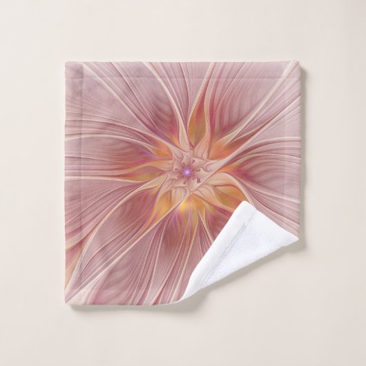 Zachte roze Floral Dream Abstracte fractale kunstb Bad Handdoek (Wasdoekje)