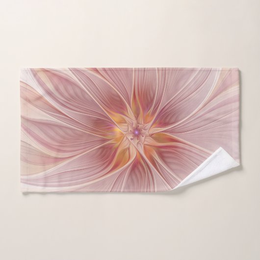Zachte roze Floral Dream Abstracte fractale kunstb Bad Handdoek (Handdoek)