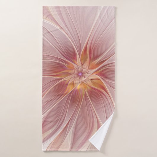 Zachte roze Floral Dream Abstracte fractale kunstb Badhanddoek (Badhanddoek)